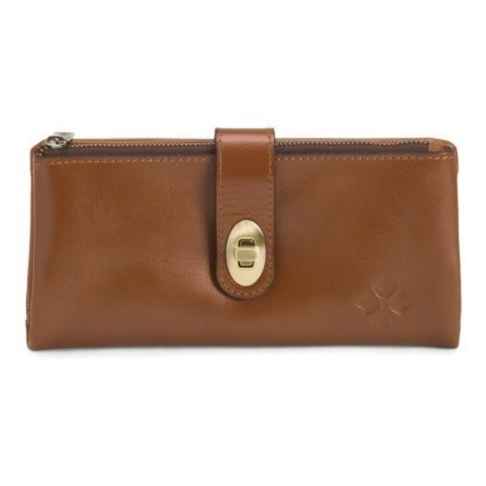 Patricia Nash Annesley Leather Wristlet Wallet Tan Brown RFID Card Slots